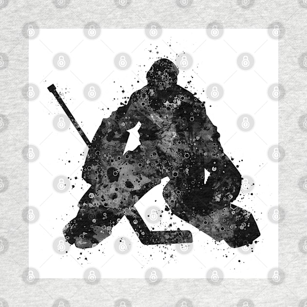 Ice Hockey Boy Goalie Black and White Silhouette by LotusGifts